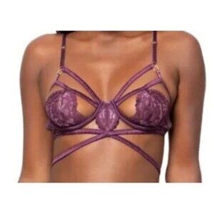 Love, Vera Womens L Cutout Strappy Bra in Brandywine